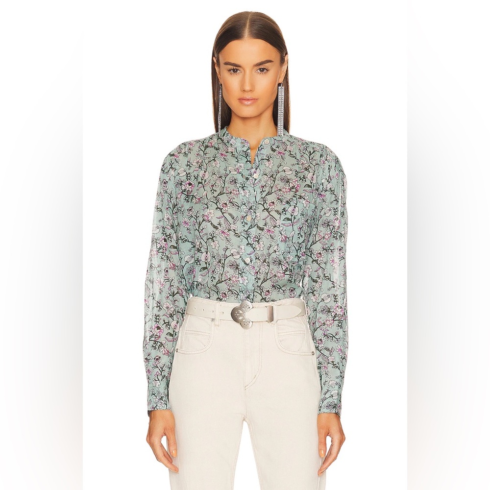 ‼️SOLD‼️ Isabel Marant Etoile ‘Mexika Top’ in Almond Green Floral  Size US 2 / F